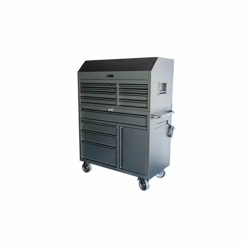 HD 46 In. Wide 24.5 In. Deep 12-Drawer Tool Chest and Rolling Cab Set, Matte Black