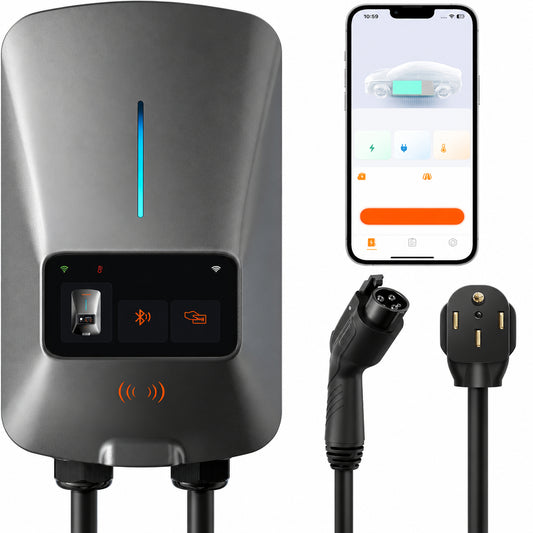 Level 2 EV Charger 40Amp - NEMA 14-50 EVSE with J1772 Connector - CSA Certified Wall Home EV Charger - 25FT Cable,Outdoor/Indoor,Rfid Card,Wifi Enabled, 240V Electric Vehicle Charging Station