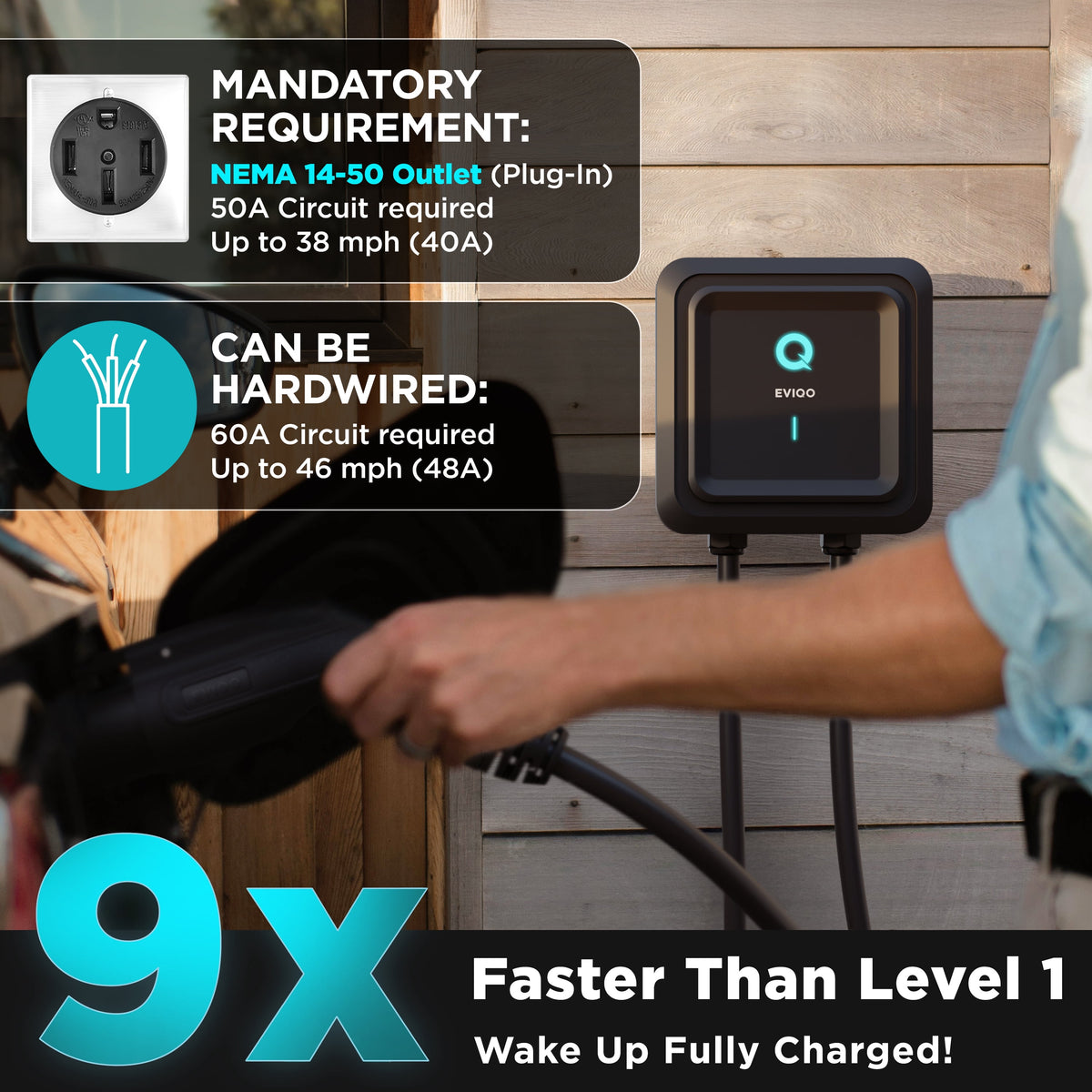 Level 2 EV Charger - 48 Amp, NEMA 14-50, 240V J1772, 25' Cord, Certified — product view 7