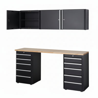 6-Piece Garage Cabinet Set with 72" Wood Top
