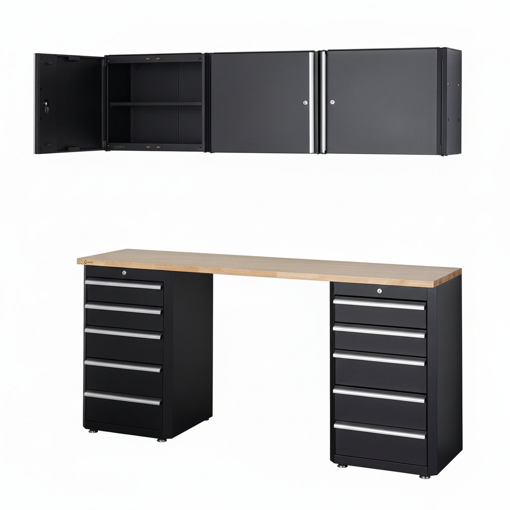 6-Piece Garage Cabinet Set with 72" Wood Top