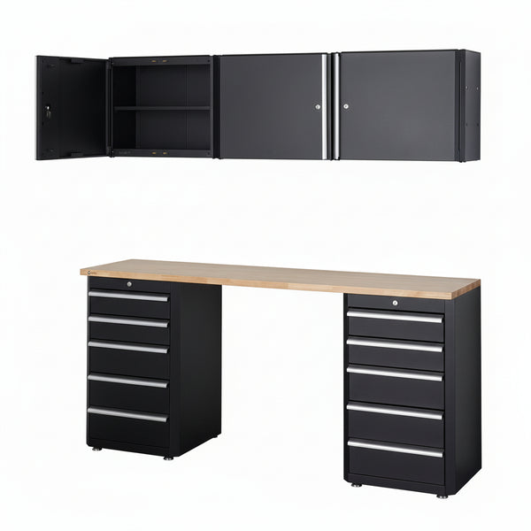 6-Piece Garage Cabinet Set with 72" Wood Top
