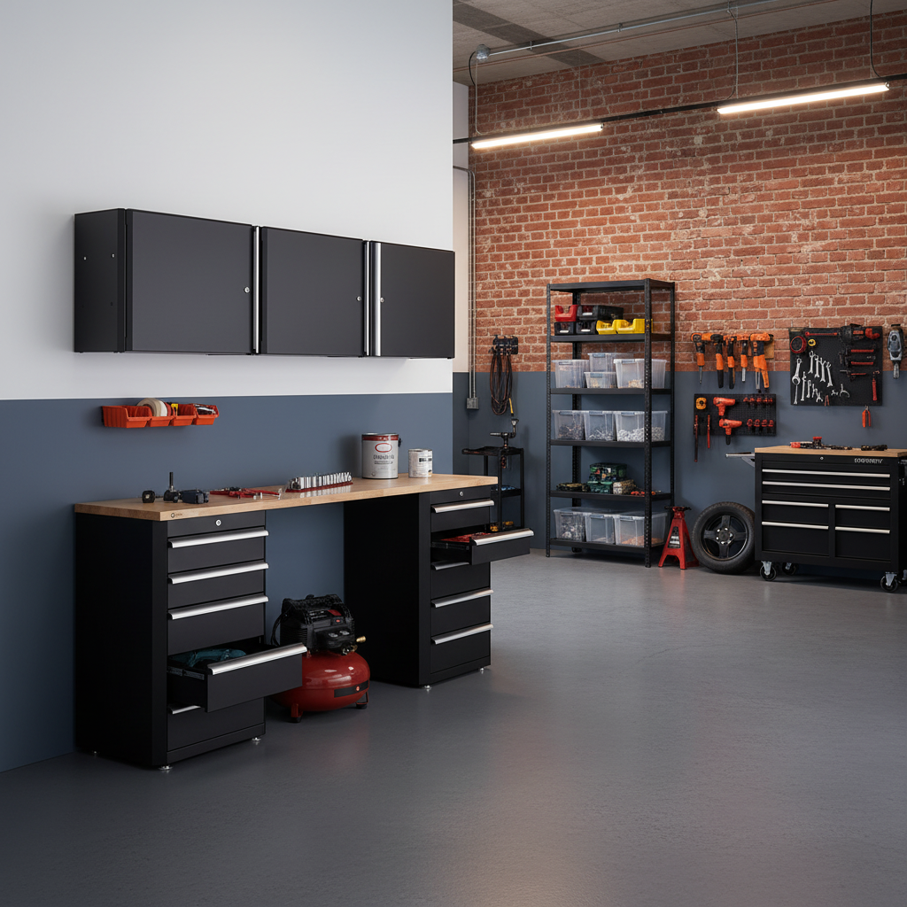 6-Piece Garage Cabinet Set with 72" Wood Top — product view 3
