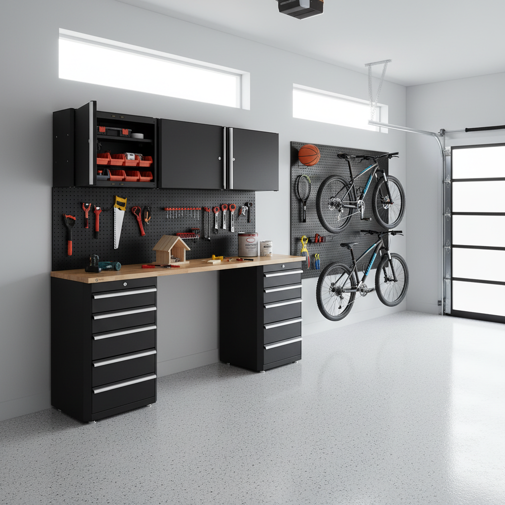 6-Piece Garage Cabinet Set with 72" Wood Top — product view 4